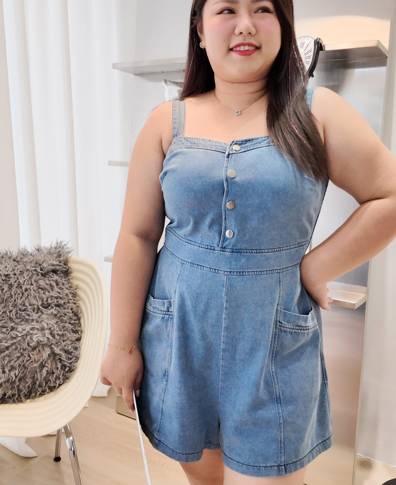 Nyomi Button Down Denim Romper