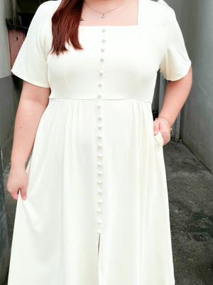 Elise Button Down Maxi Dress ( Cream)